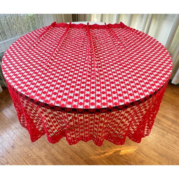 Vintage 70s net woven curtain, red mesh panel, price for each, 3 sizes available - Picture 3 of 9